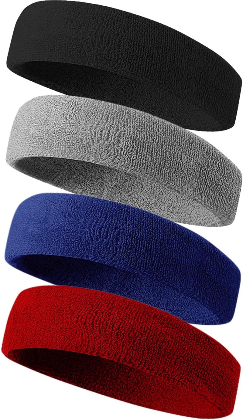 Tanluhu Sweatbands Sport Headbands for Men & Women,Terry Cloth Sweat Band for Tennis, Running, Basketball, Working Out, Execise - Athletic Sweat Cotton Headband Outdoor - Image 1